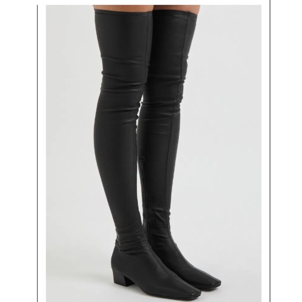 BY FAR Colette Black Leather Other-the-Knee OTK Boots